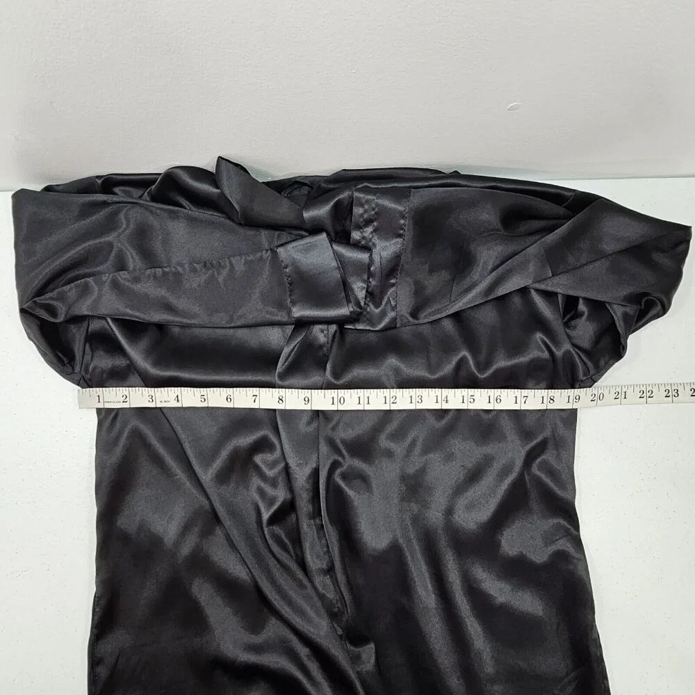 Vintage Y2K Victorias Secret Black Satin Robe One Size Short Dainty Romantic